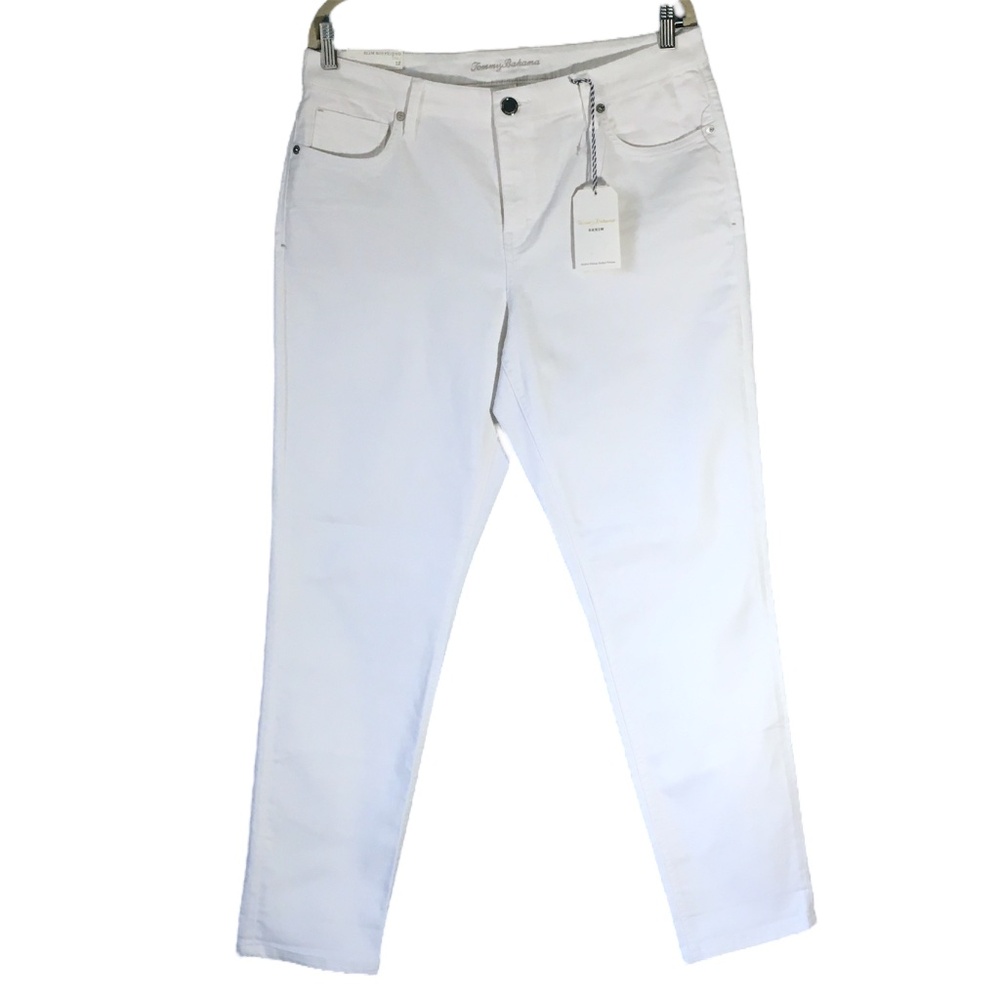 NWT Tommy Bahama Ella Twill White Slim Boyfriend Jeans size 12